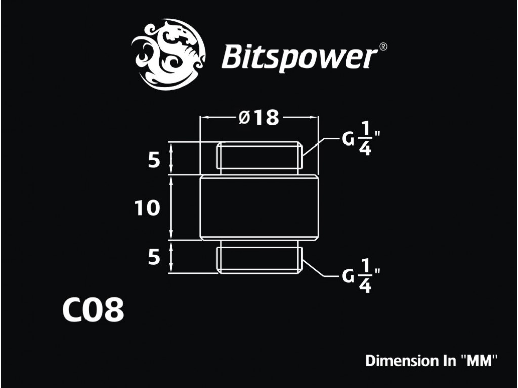 Bitspower Fitting Dual (Matt Black)