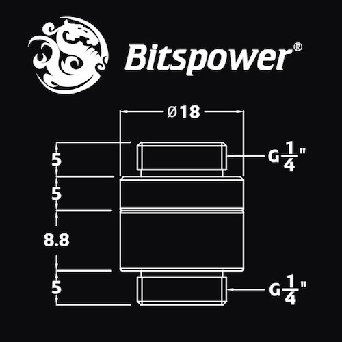 Bitspower Fitting Xoay Nối Dài (True Brass)