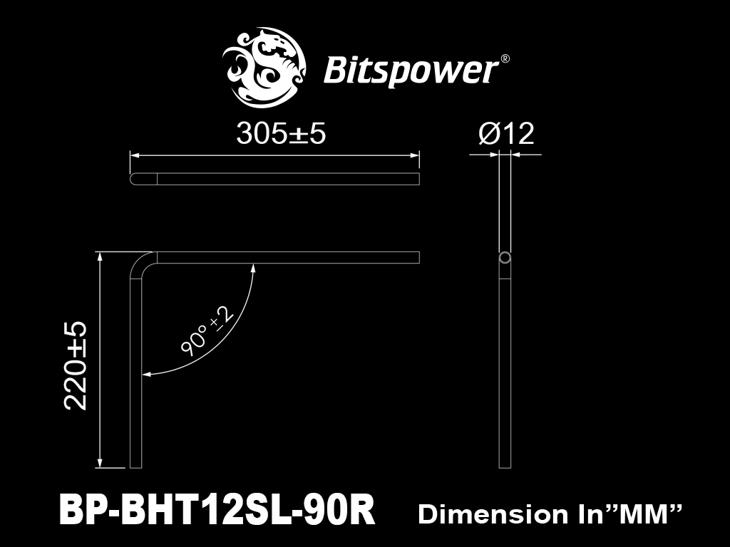 Bitspower Ống Đồng 90 Độ OD12MM