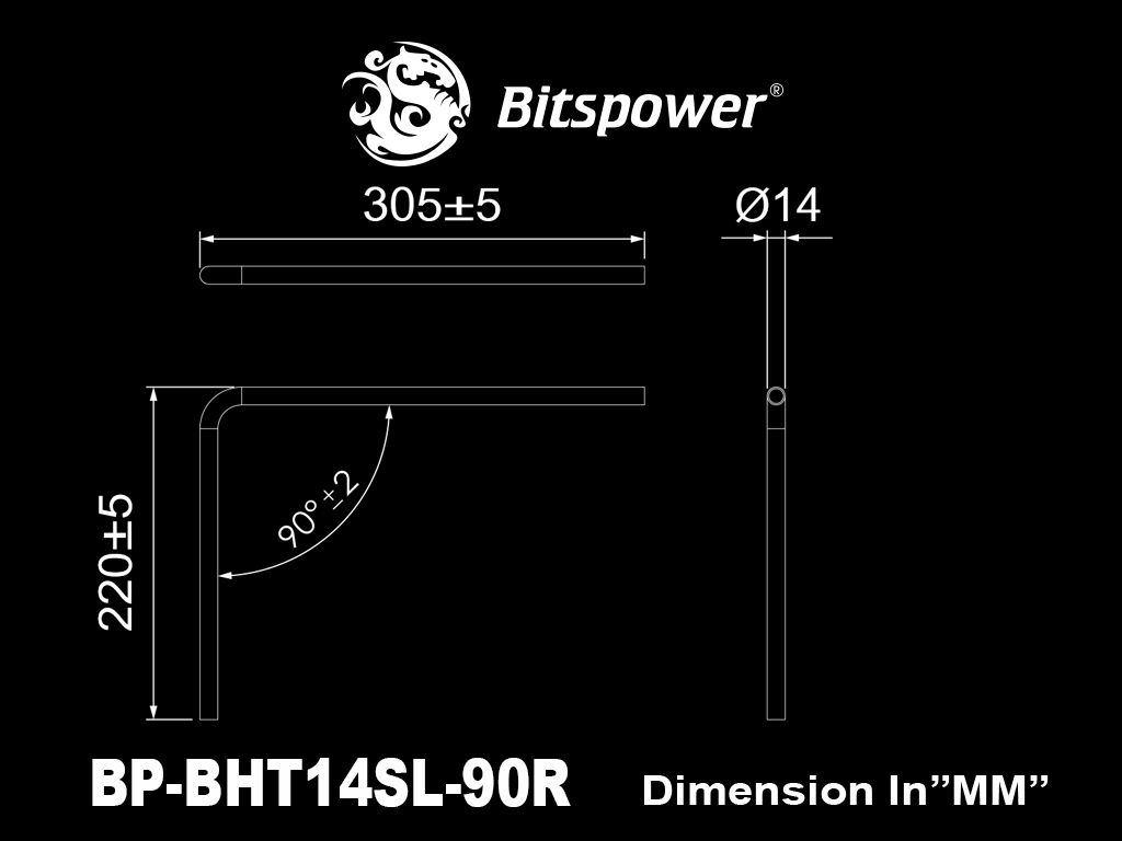 Bitspower Ống Đồng 90 Độ OD14MM