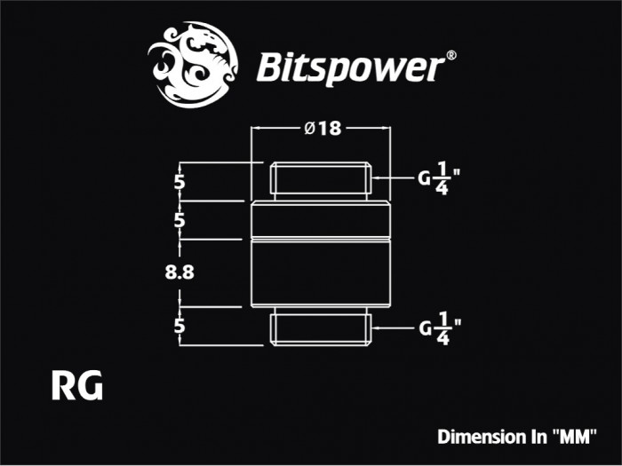 Bitspower Fitting Xoay Nối Dài (Silver)