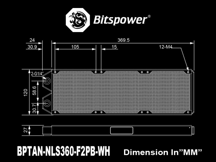 Bitspower Radiator Tarasque II 360S (Trắng)
