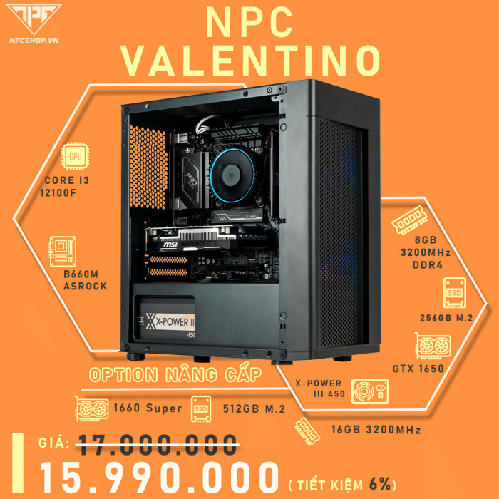 NPC Valentino - i3 12100F / B660M / 8GB / 256GB SSD / GTX 1650