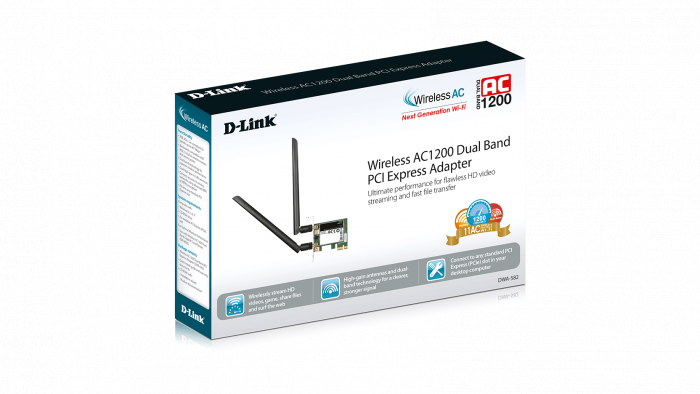Card Wifi D-Link DWA-582 PCIe (AC1200/2.4 GHz/5GHz 867Mbps)