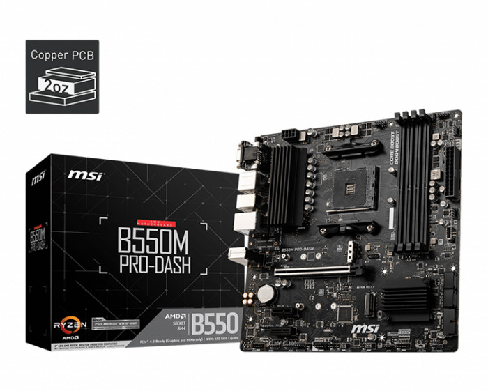 Mainboard MSI B550M-A PRO Motherboard (AMD Ryzen 3000 3rd Gen AM4, DDR4, M.2, USB 3.2 Gen 1, HDMI, Micro ATX)