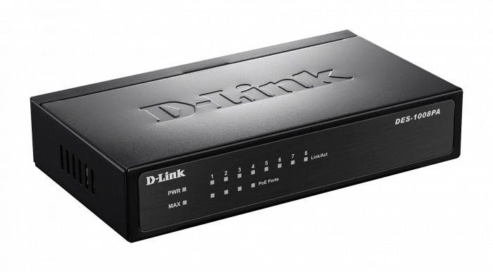 Switch D-Link 8 cổng 10/100M với 4 Cổng PoE - (DES-1008PA)