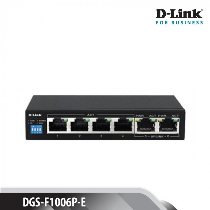 Giga Switch D-Link 4 cổng PoE 10/100/1000 Mbps RJ45 - (DGS-F1006P)