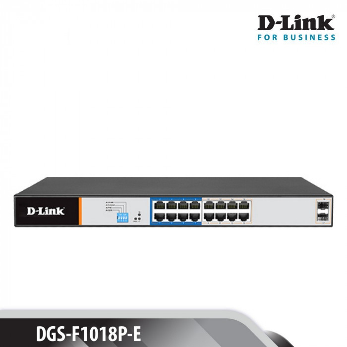 Giga Switch D-Link 16 cổng PoE 10/100/1000 Mbps RJ45 - (DGS-F1018P-E)
