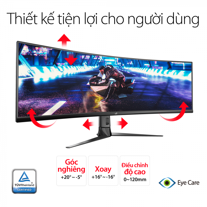Màn hình Asus XG49VQ ROG Strix (49 inch/UHD/Super Ultra-Wide/HDR/144Hz/4ms/450cd/m²/DP+HDMI/Free Sync2/Loa 2x5W/Màn hình cong)