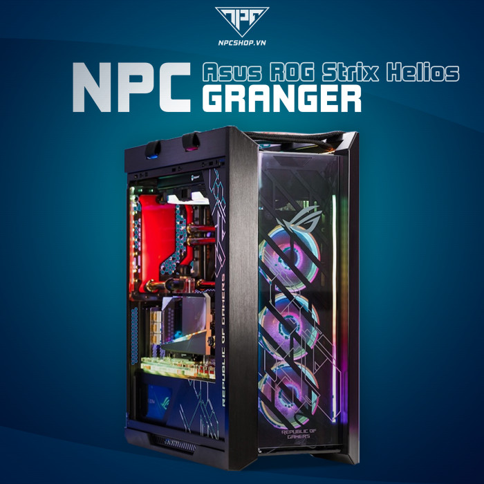 NPC Granger - Bộ Case Asus Rog Strix Helios Cùng Bộ Tản Nhiệt Nước Bitspower Custom