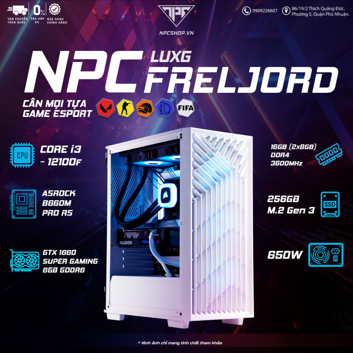 NPC LuxG FRELJORD ( i3-12100F/16GB/256GB/GTX 1660 SUPER)