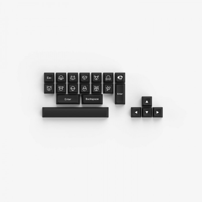 Keycap AKKO – Black on White BoW (ABS Double-Shot / SAL profile / 195 nút)