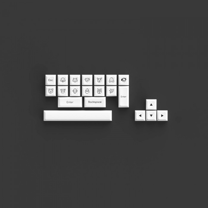 Keycap AKKO – White on Black WoB (ABS Double-Shot / SAL profile / 195 nút)