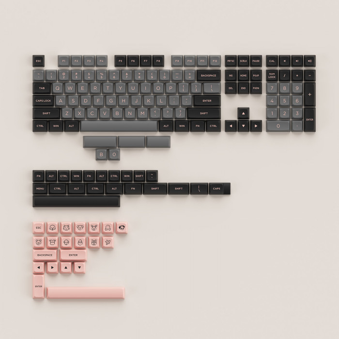 Keycap AKKO – Black Pink (PBT Double-Shot/ASA Low profile/155 nút)