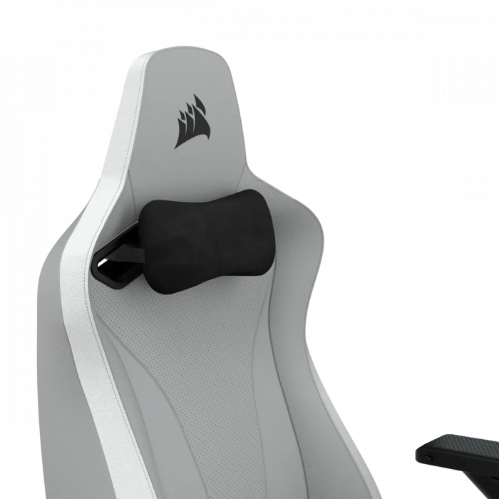 Ghế Gaming Corsair TC200 Gaming Chair Plush Leatherette – Light Grey/White