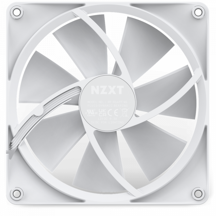 Fan CASE NZXT F140 RGB Single Pack Fan 1x140mm White