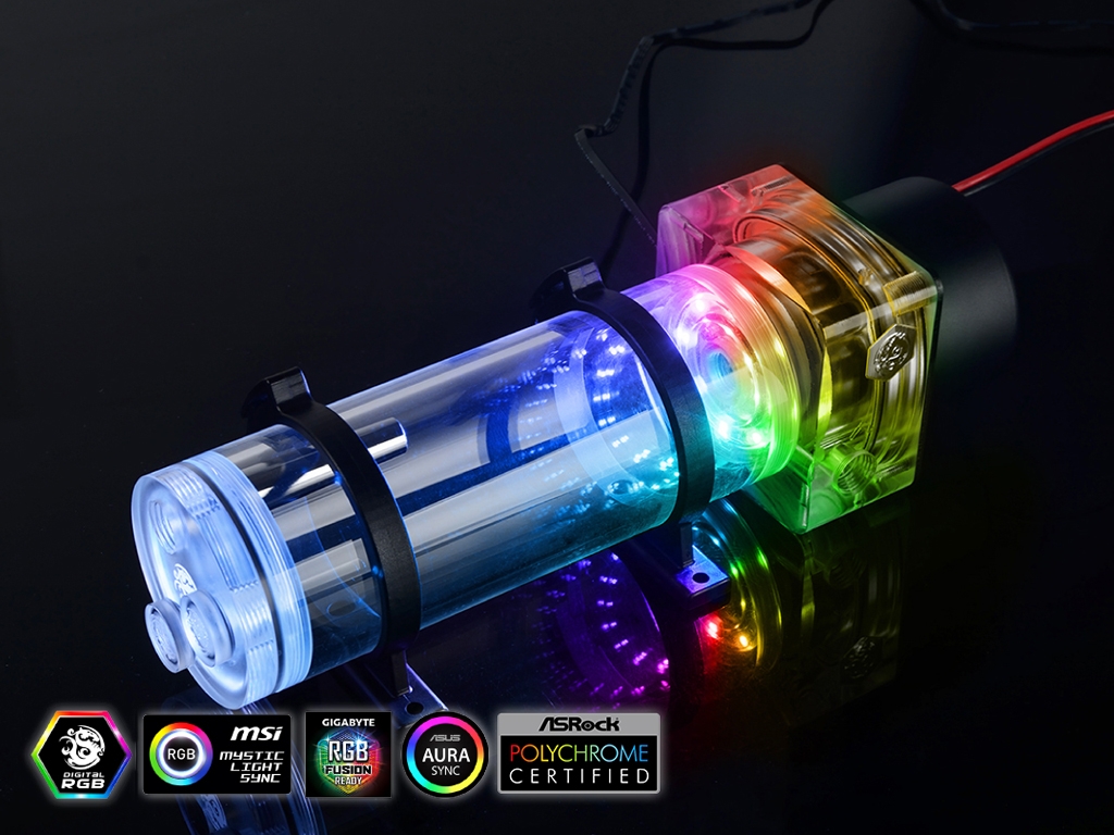 Bitspower D5 150mm Reservoir Combo Digital RGB (Acrylic)