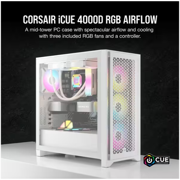 CASE Corsair iCUE 4000D RGB Airflow True White