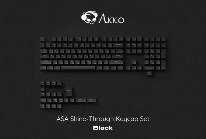 KEYCAP AKKO ASA Shine Through Keycap set – Black (Xuyên LED/ASA profile/131 nút)