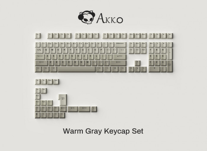 KEYCAP AKKO Keycap set – Warm Gray (PBT Double-Shot/Cherry profile/132 nút)