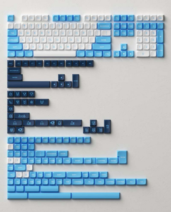 KEYCAP AKKO Keycap set – UNC BLUE (PBT Double-Shot/MDA profile/227 nút)