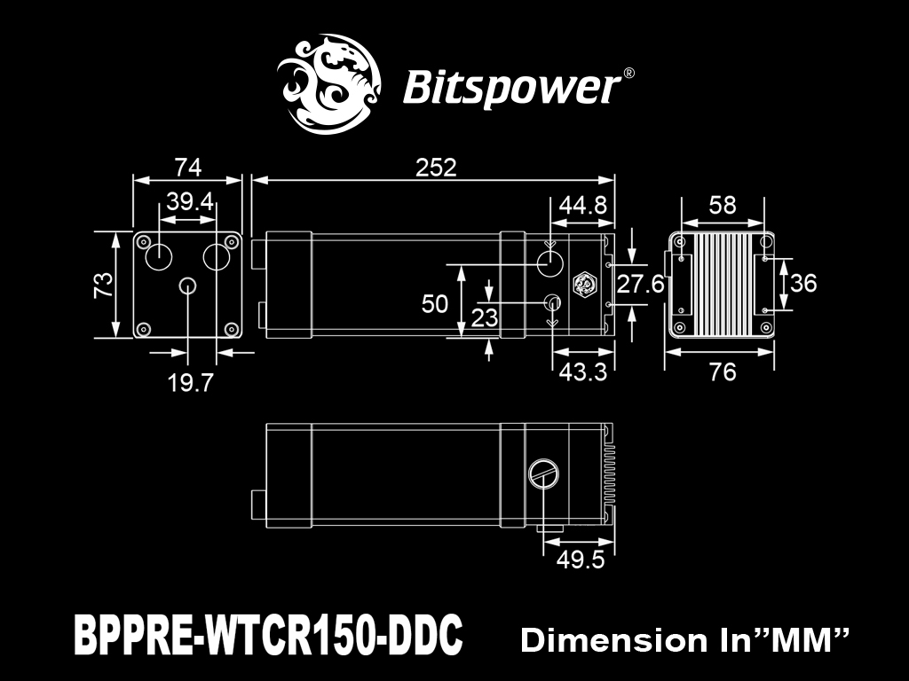 Bitspower Premium Cuboid Reservoir 150 (DDC)