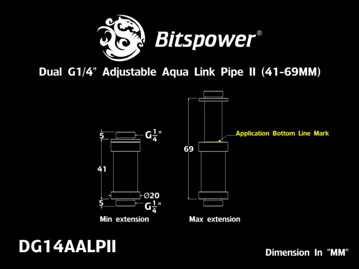 Bitspower Fitting Liên Kết Có Thể Điều Chỉnh 41-69MM (Silver)