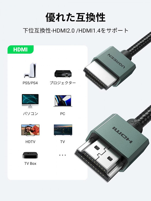 Cáp HDMI 2.0 hỗ trợ 8K truyền âm thanh hình ảnh dài 1M Ugreen (90382)