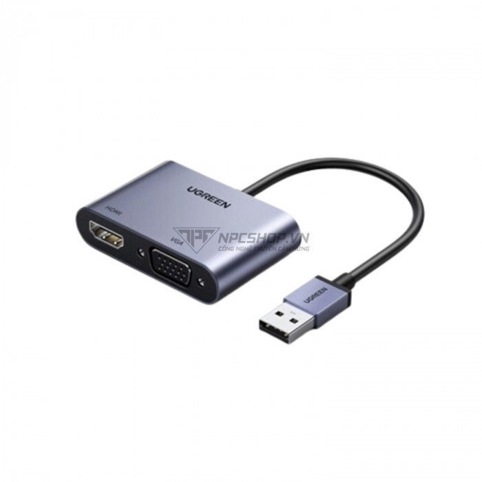 Cáp chuyển USB 3.0 ra HDMI + VGA Ugreen 20518