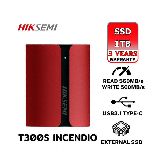 Ổ cứng di động SSD Hiksemi T300S 2TB Incendio (Màu đỏ)