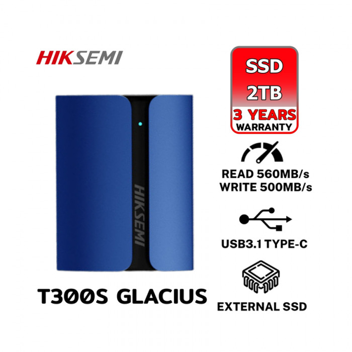 Ổ cứng di động SSD Hiksemi T300S 2TB Glacius (Màu Xanh)