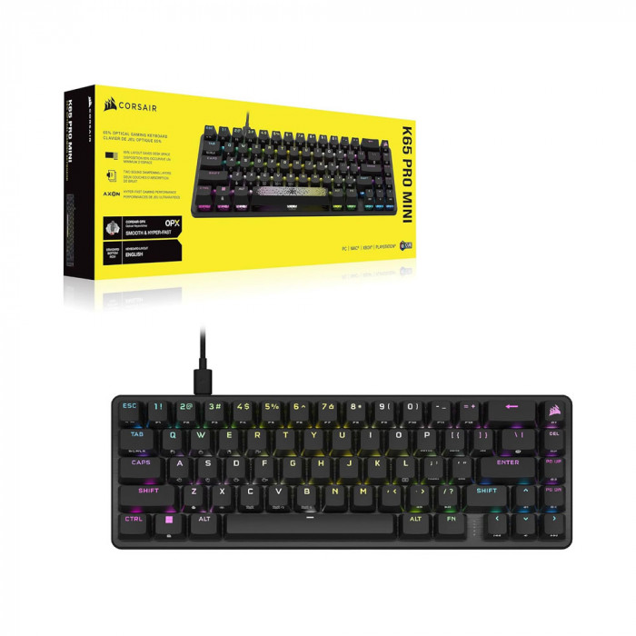 Bàn phím cơ Corsair K65 PRO MINI RGB 65% Optical-Mechanical Gaming Keyboard