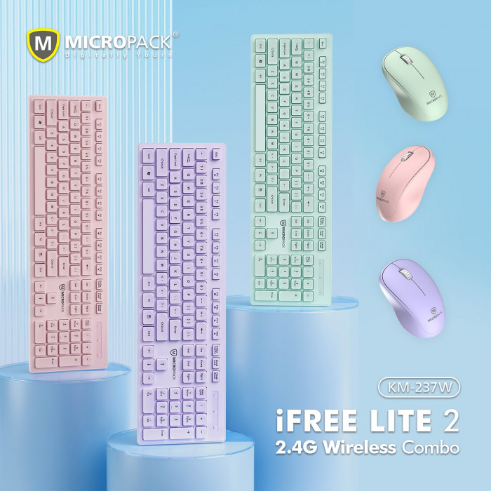 COMBO Bàn phím + Chuột không dây MicroPack iFREE LITE 2 KM-237W Purple