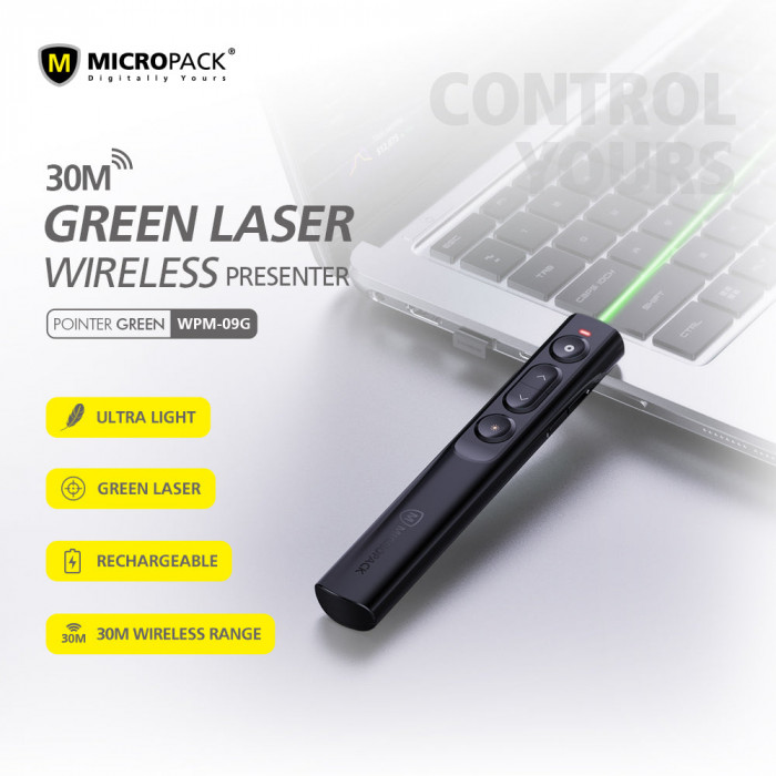 Bút trình chiếu MicroPack POINTER GREEN Black (WPM-09G-BK)
