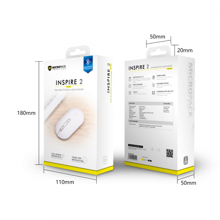 Chuột không dây MicroPack INSPIRE 2 MP-707B White