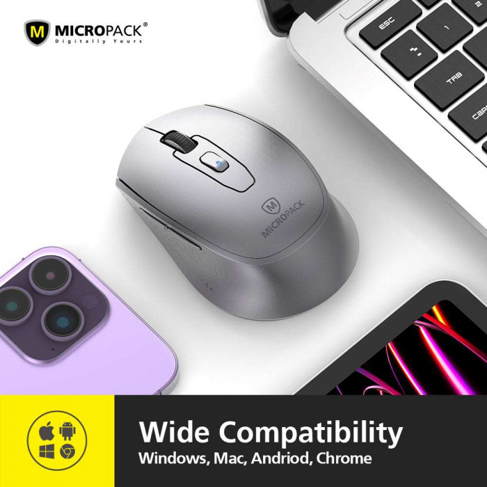 Chuột không dây MicroPack INSPIRE PRO+ MP-730WT Grey Black