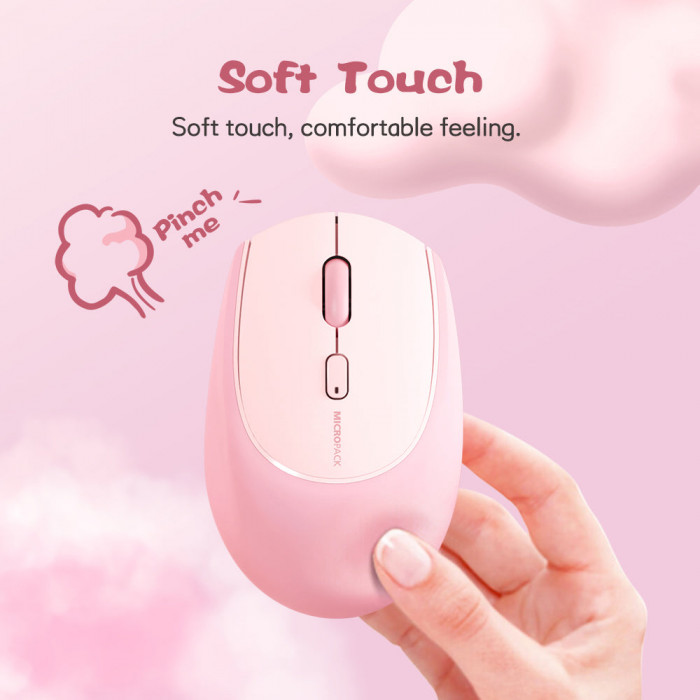 Chuột không dây MicroPack Soft Silicone Lifestyle MS-201W Pink