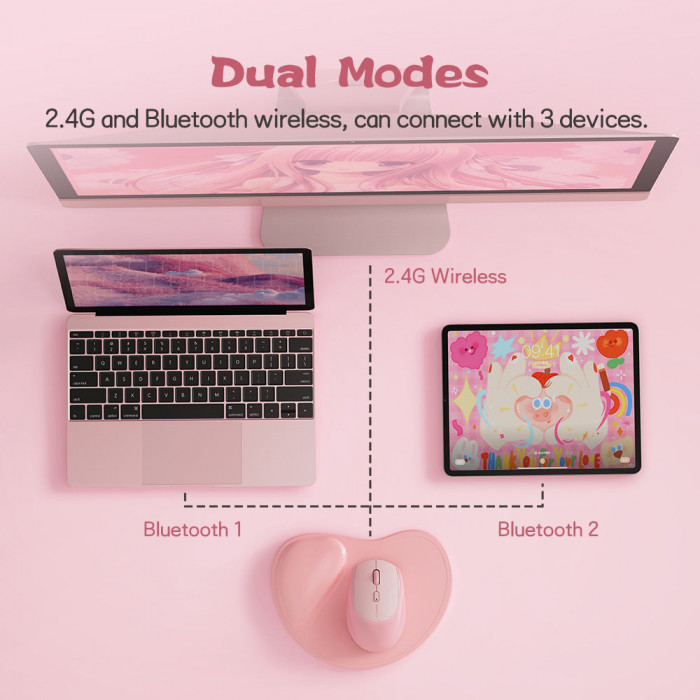 Chuột không dây MicroPack Soft Silicone Lifestyle MS-201W Pink