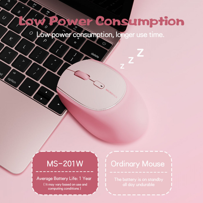 Chuột không dây MicroPack Soft Silicone Lifestyle MS-201W Pink