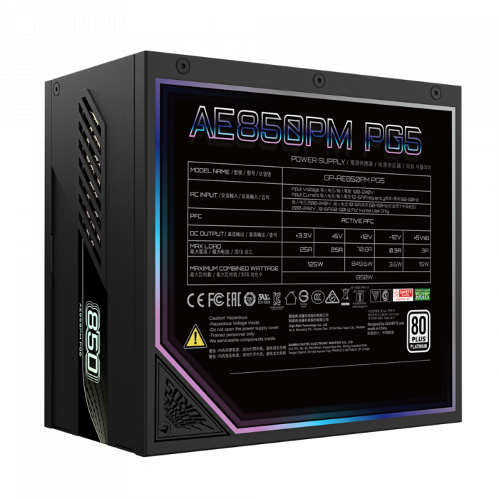 PSU Gigabyte AORUS ELITE P850W 80+ Platinum Modular PCIe 5.0 (AE850PM PG5)