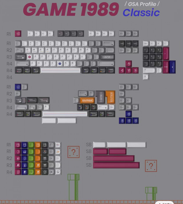 Keycap Set 80Retros Game 1989 classic (GSA profile / ABS)